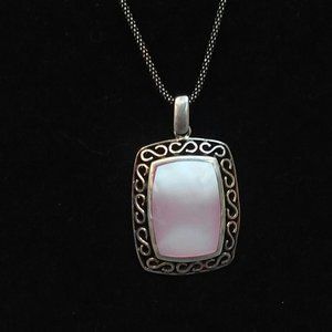 Silver Necklace with pink Stone Pendant